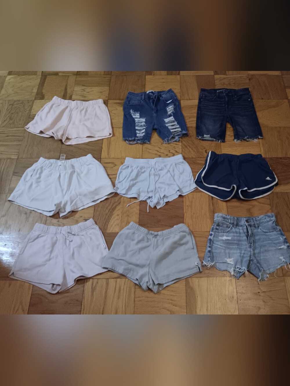Nine-Piece Girls Shorts Bundle - Light Pink, White, Navy & Denim